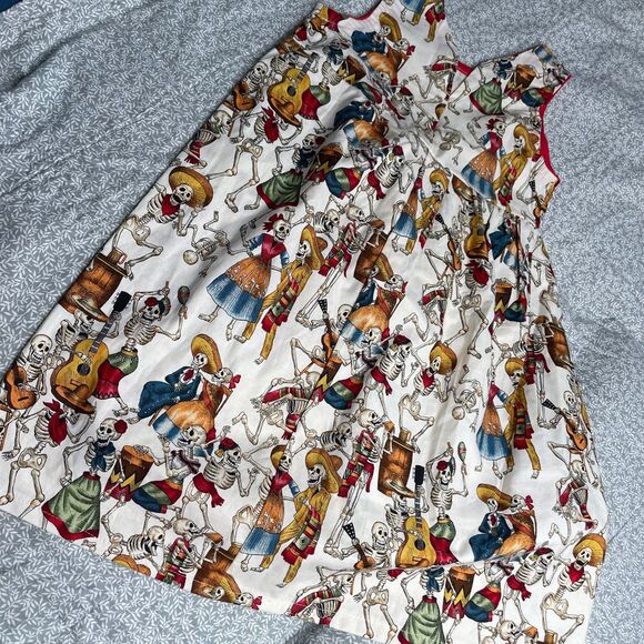 OOAK Handmade Dia De Los Muertos/Day of the Dead Dancing Skeleton Dress Sz 5 - Picture 2 of 5